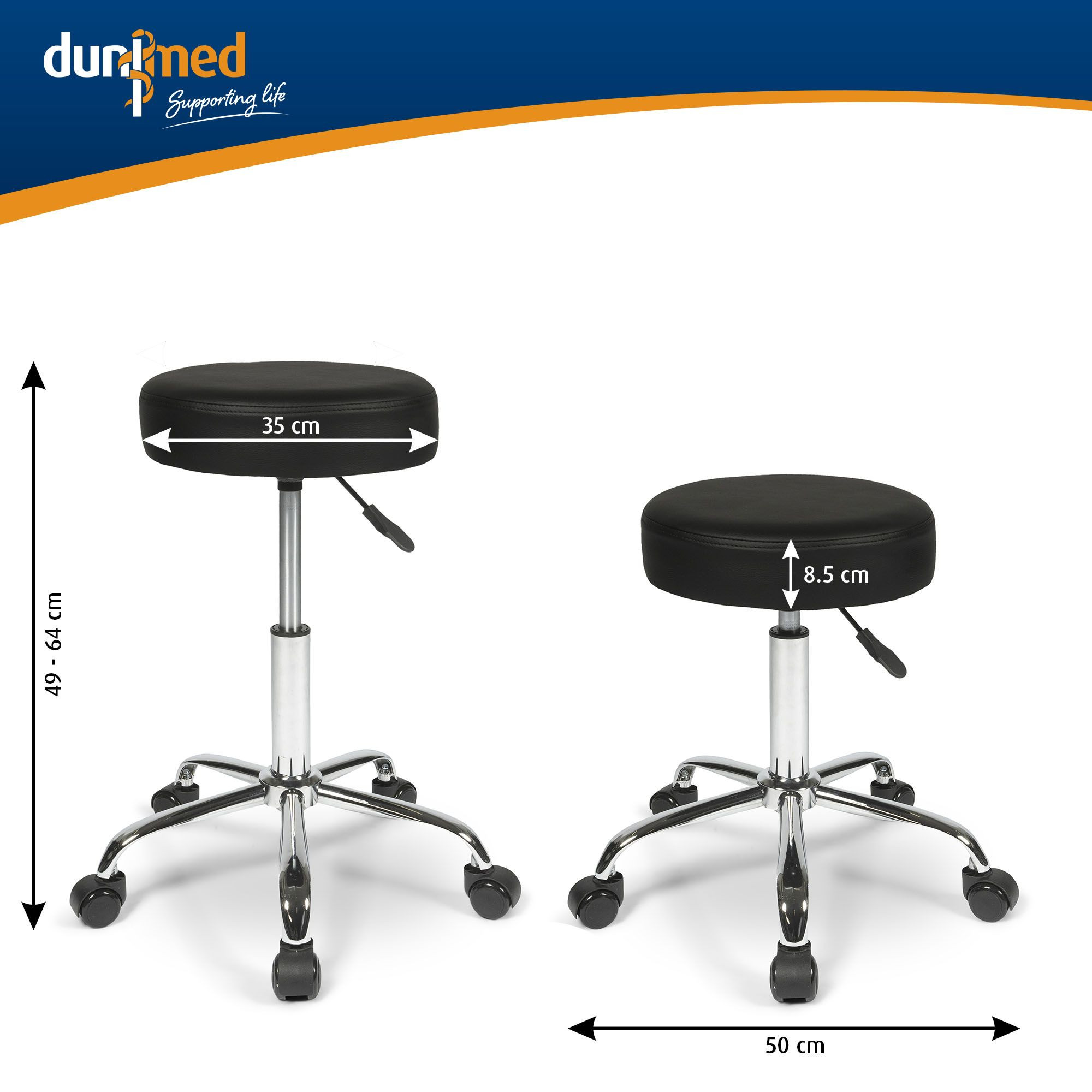 Dunimed Work Stool with wheels - Rolling Work Stool