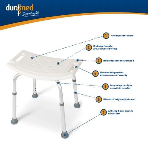 Dunimed Shower Chair - In Height Adjustable